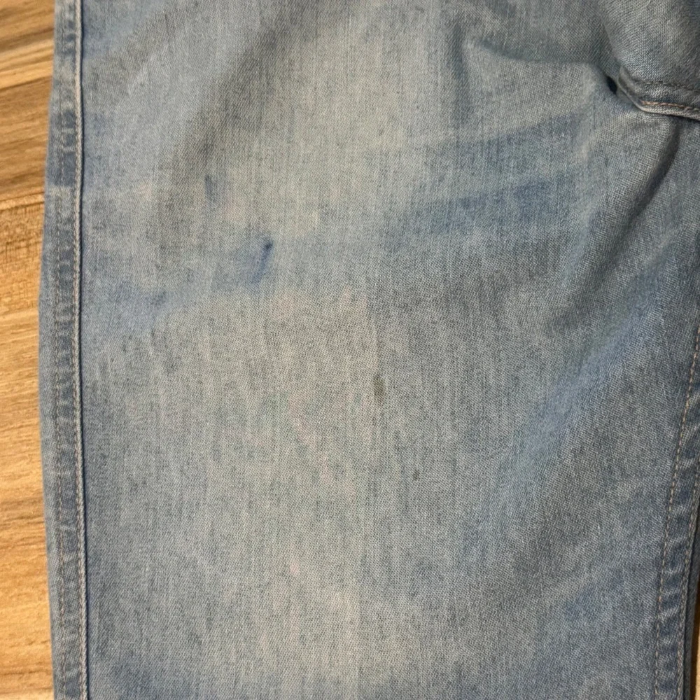 Vtg Levis 393 Movin On Jeans Light Wash Denim Work Pants Cotton Poly Blend 36x30